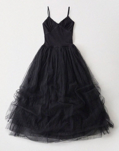 Cotton Rib Combo TuTu Maxi Dress