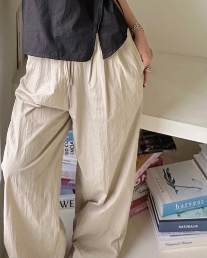 Nylon Wide Leg Leisure Slacks