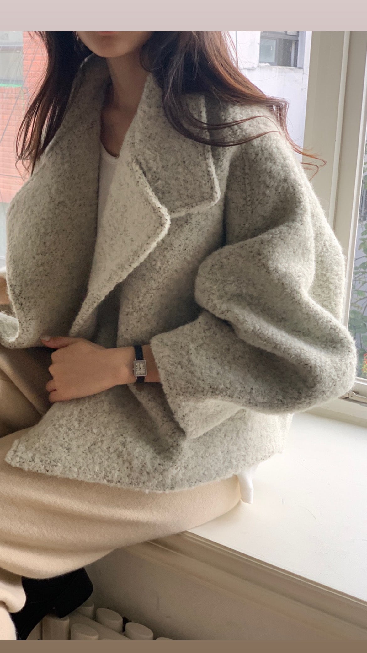 Baby Alpaca / Wool Boucle Short Coat