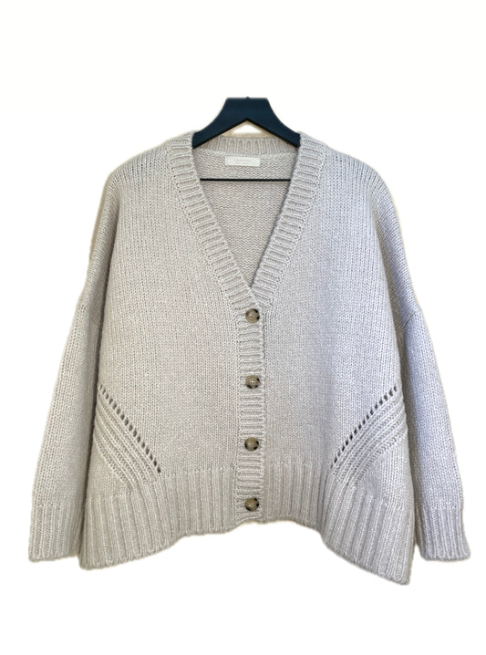 Wool Boxy Pointelle Cardigan