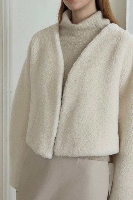 Faux Shearling Bolero Jacket