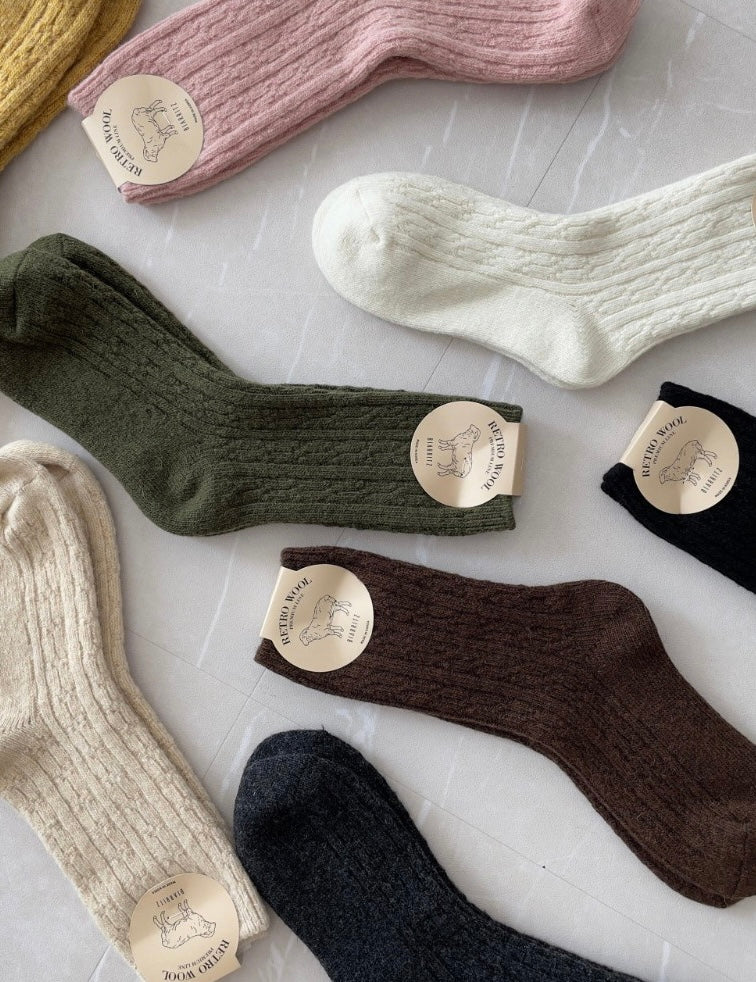 Retro Wool Cable Socks