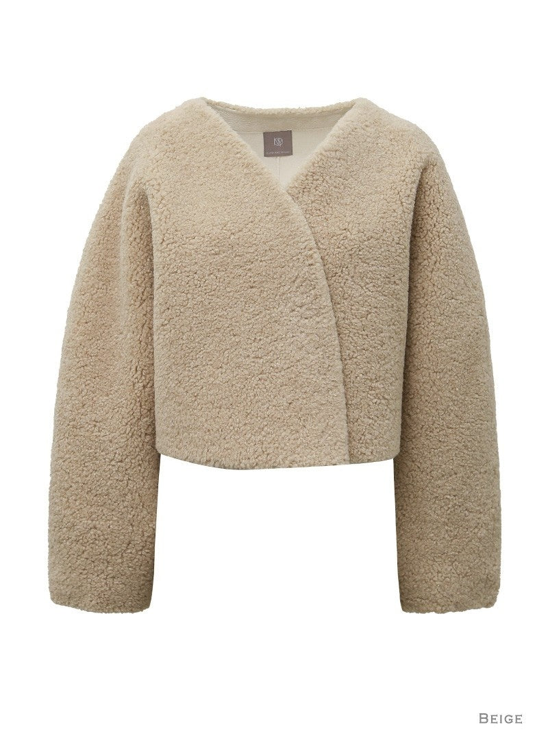 Faux Shearling Bolero Jacket