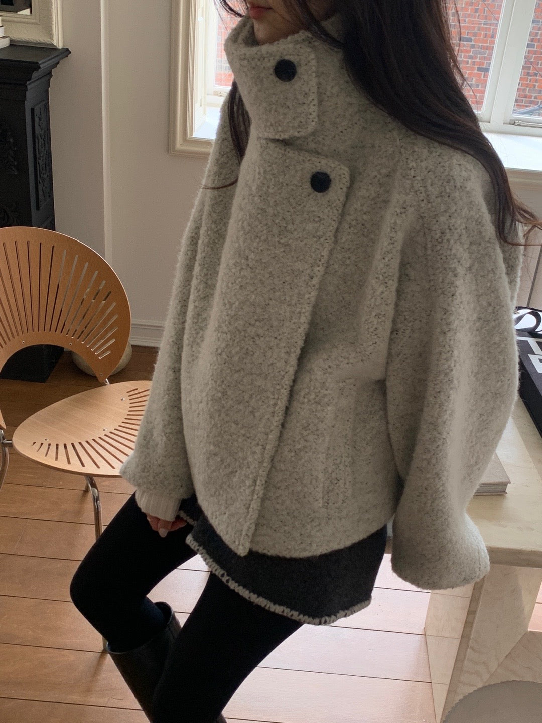 Baby Alpaca / Wool Boucle Short Coat