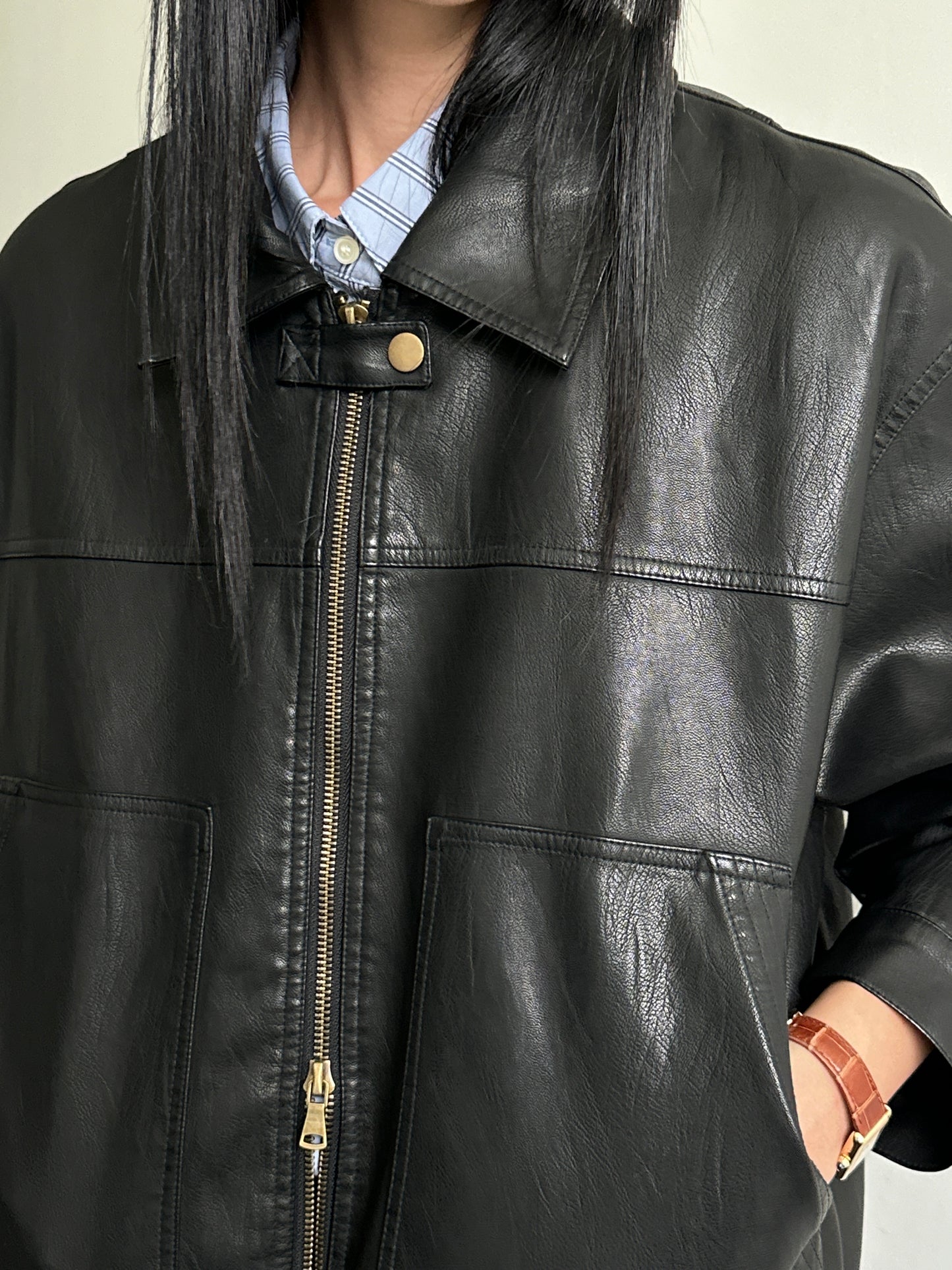 Vegan Leather Blouson Jacket