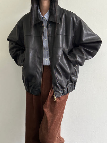 Vegan Leather Blouson Jacket