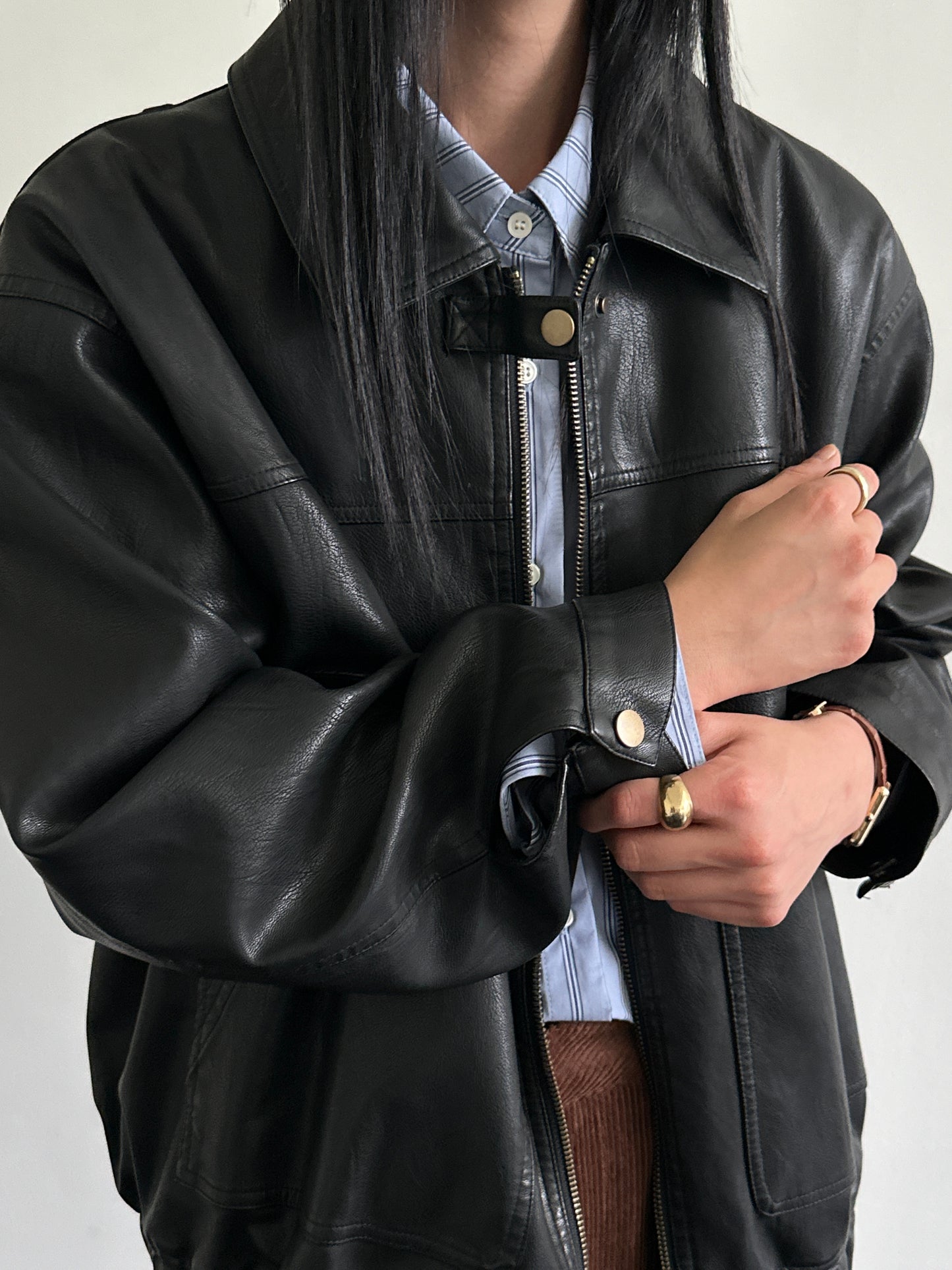 Vegan Leather Blouson Jacket