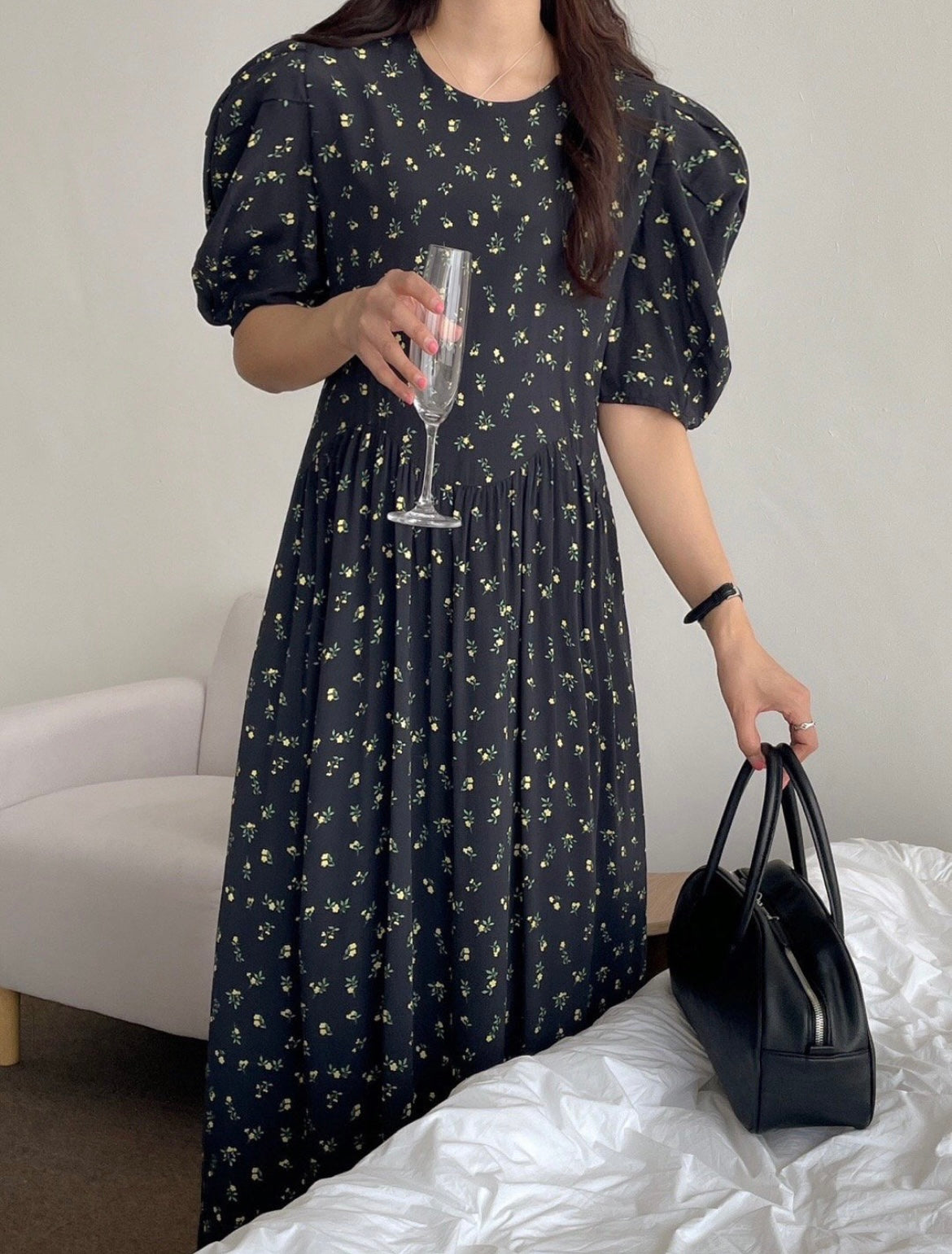 Floating Petals Rayon Maxi Dress