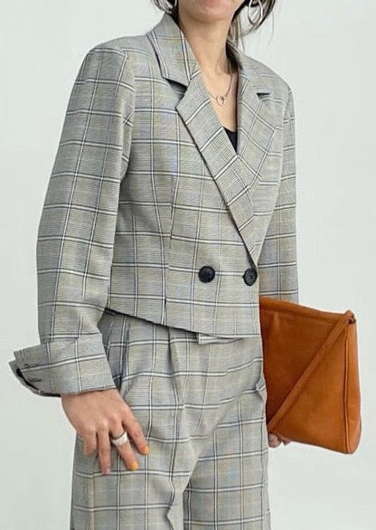 Lightweight Glen Check Cropped Jacket - Reorder