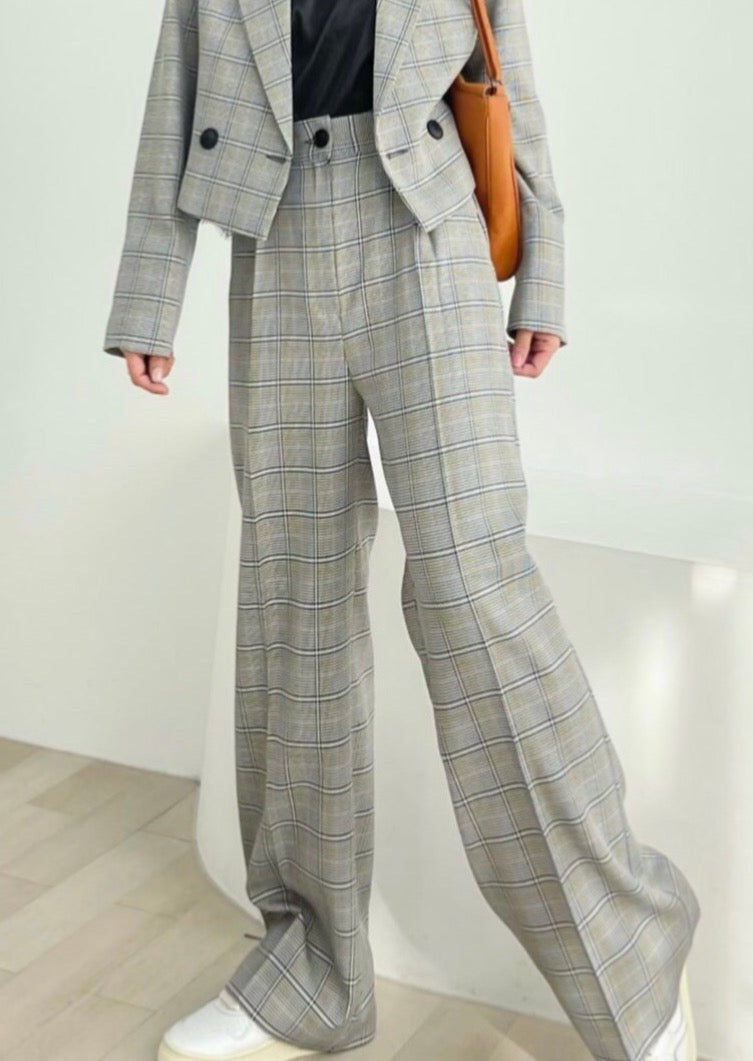 Lightweight Glen Check Slacks -Reorder