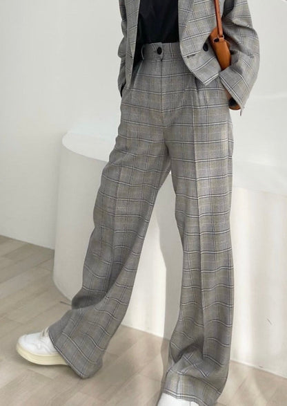 Lightweight Glen Check Slacks -Reorder