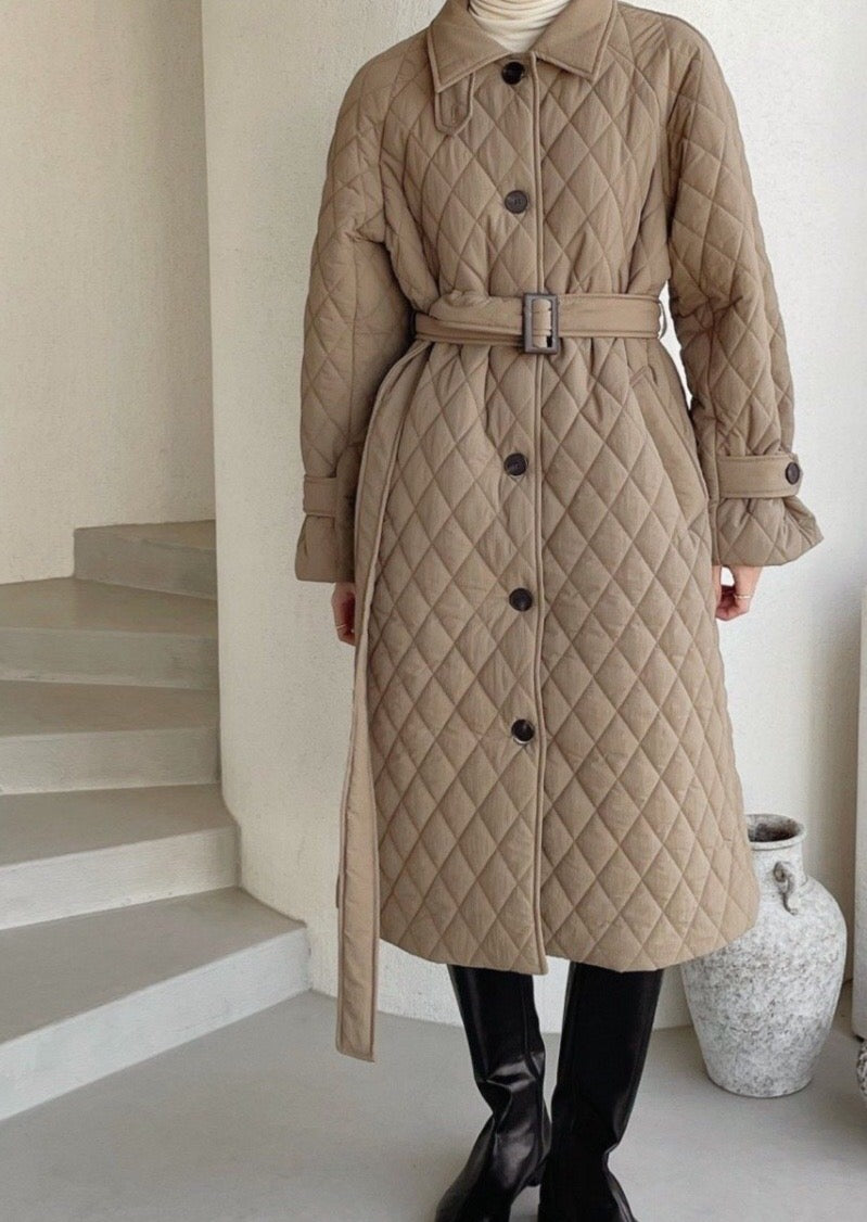 Quilted Nylon Trench Coat