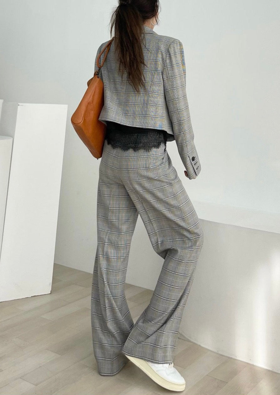 Lightweight Glen Check Slacks -Reorder