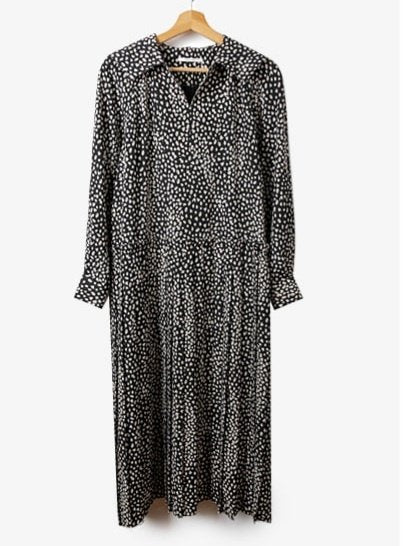 Leopard Pleated Midi Dress