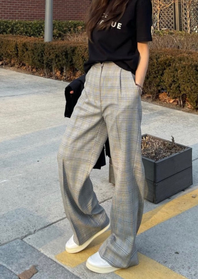 Lightweight Glen Check Slacks -Reorder