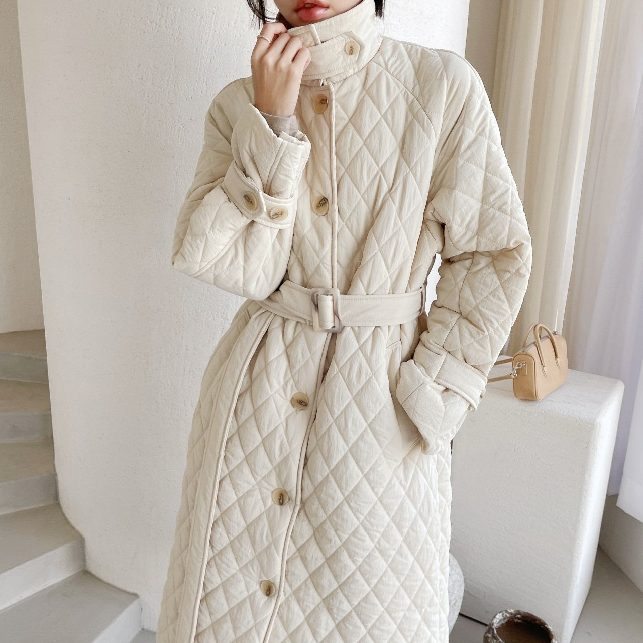 Quilted Nylon Trench Coat