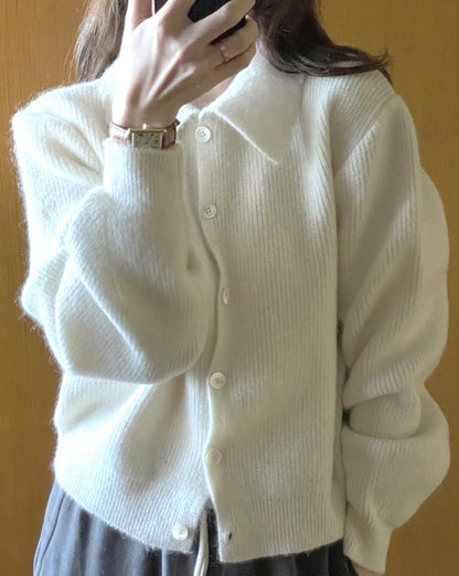 Kid Mohair Scalloped Cardigan