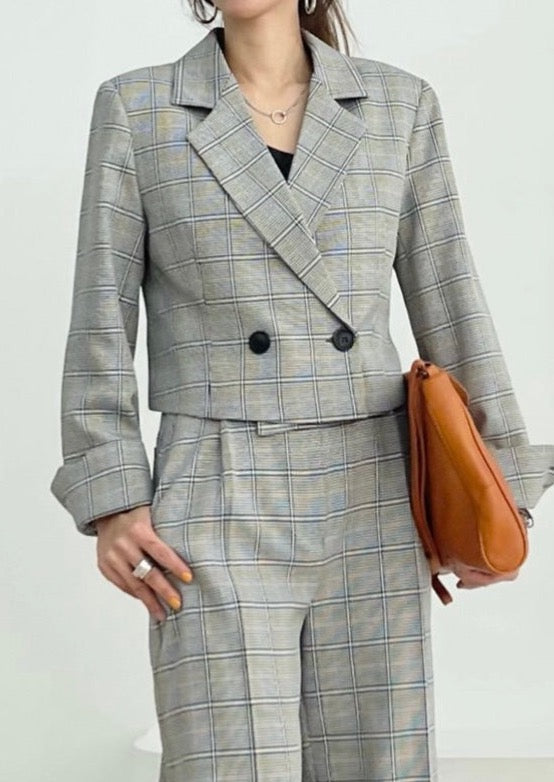 Lightweight Glen Check Cropped Jacket - Reorder