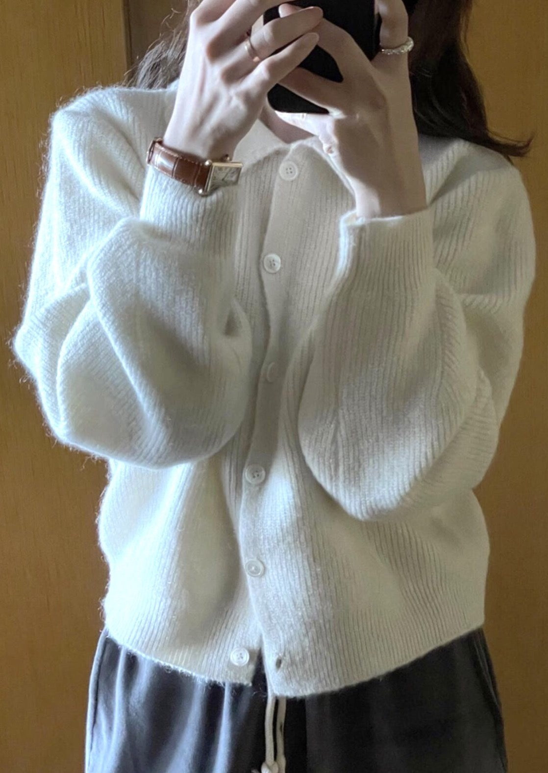 Kid Mohair Scalloped Cardigan