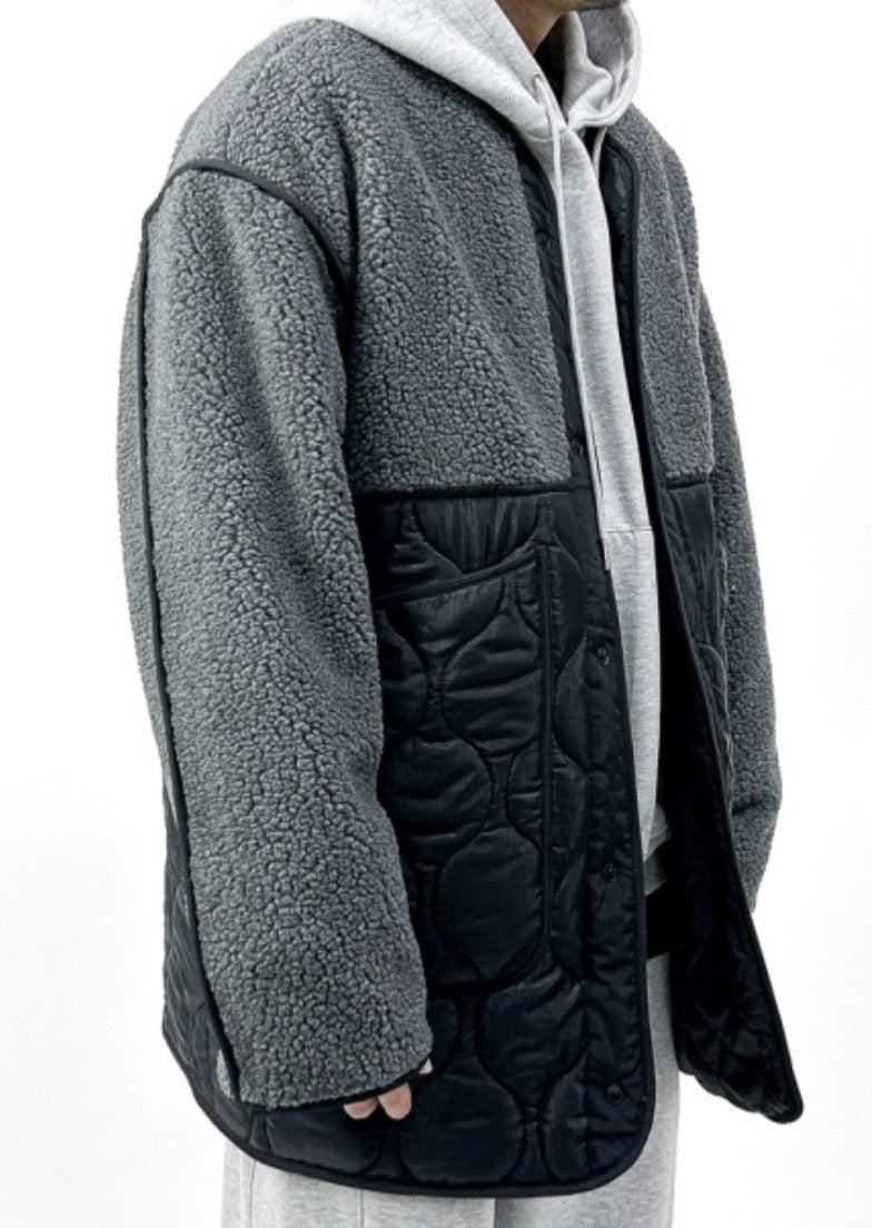 Fleece Blocked Quilted Jacket -Mens