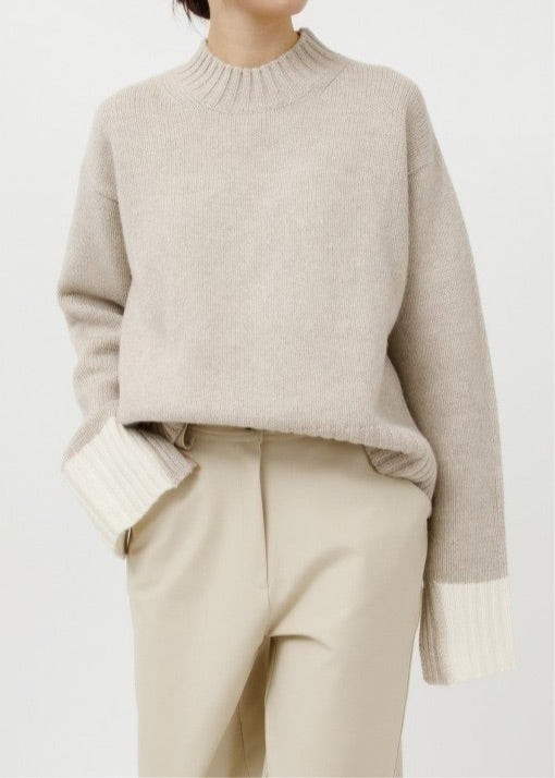 Colorblocked Cuff Wool Jumper