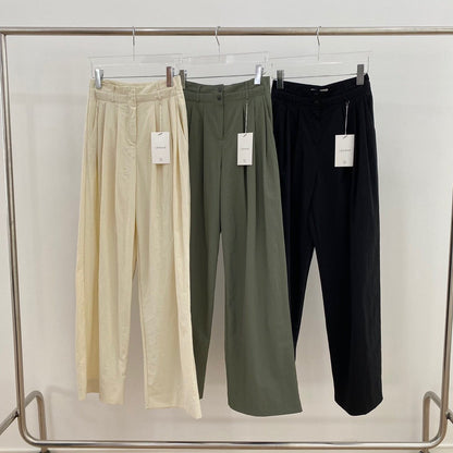 Double Waist Band Wide Slacks