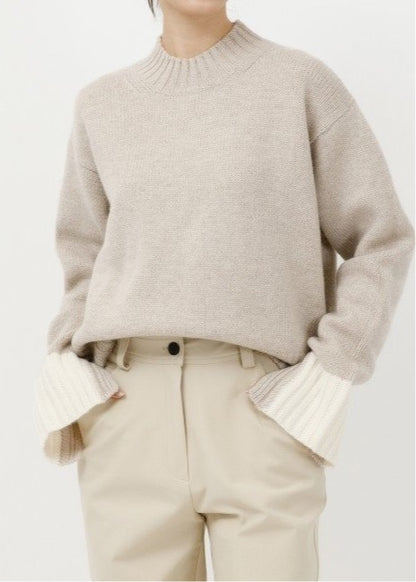 Colorblocked Cuff Wool Jumper