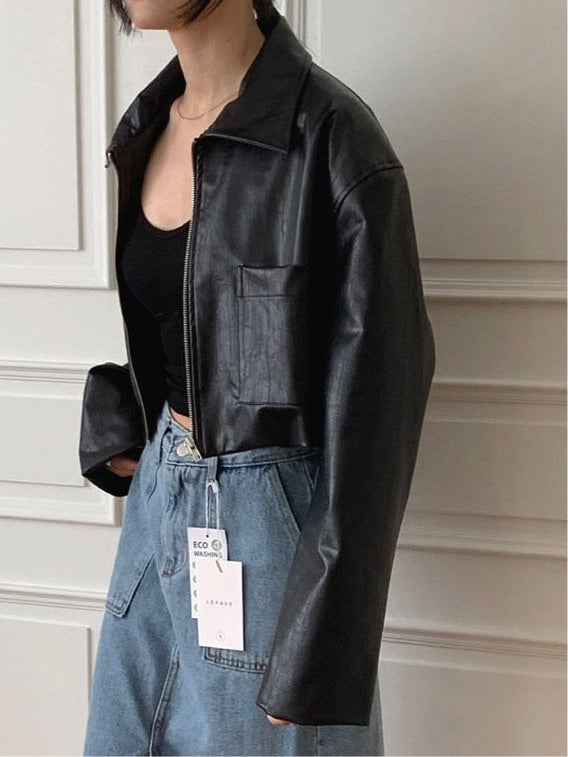 Vegan Leather Crop Jacket