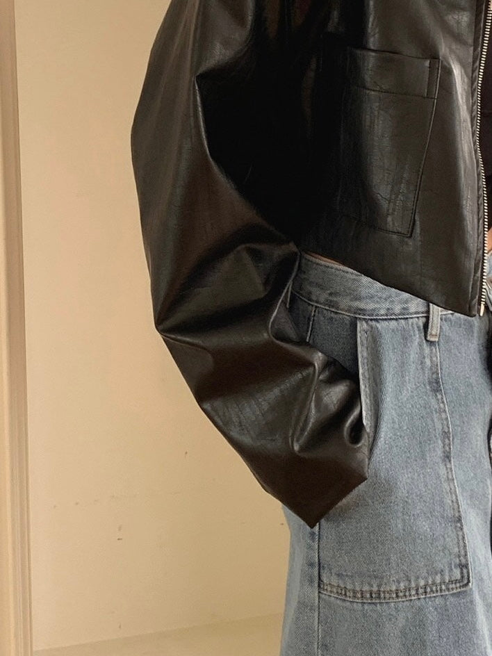 Vegan Leather Crop Jacket