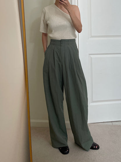 Double Waist Band Wide Slacks