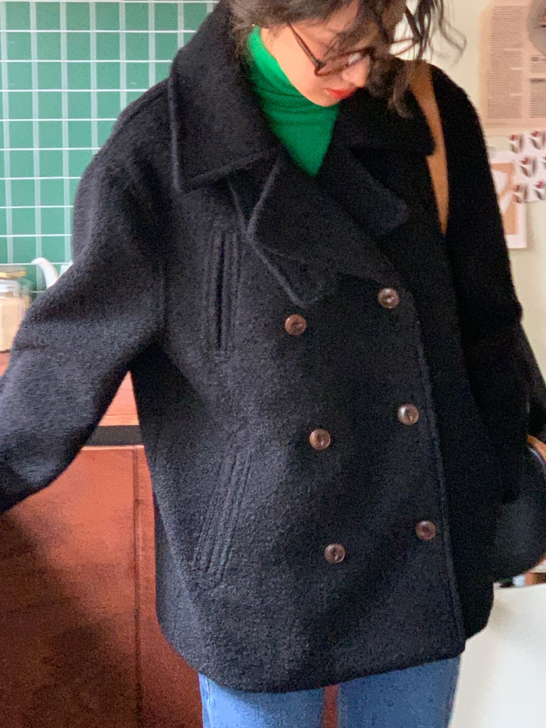 <Abi + Ari Black Label> Boiled Wool Peacoat - Last 1 in Dk Olive left!