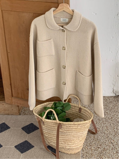 Round Collar Knit Coat