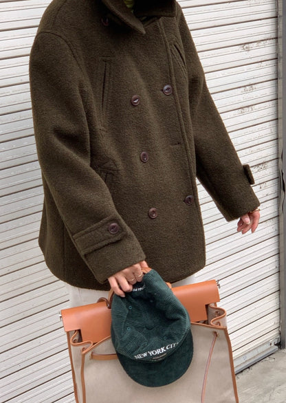 <Abi + Ari Black Label> Boiled Wool Peacoat - Last 1 in Dk Olive left!