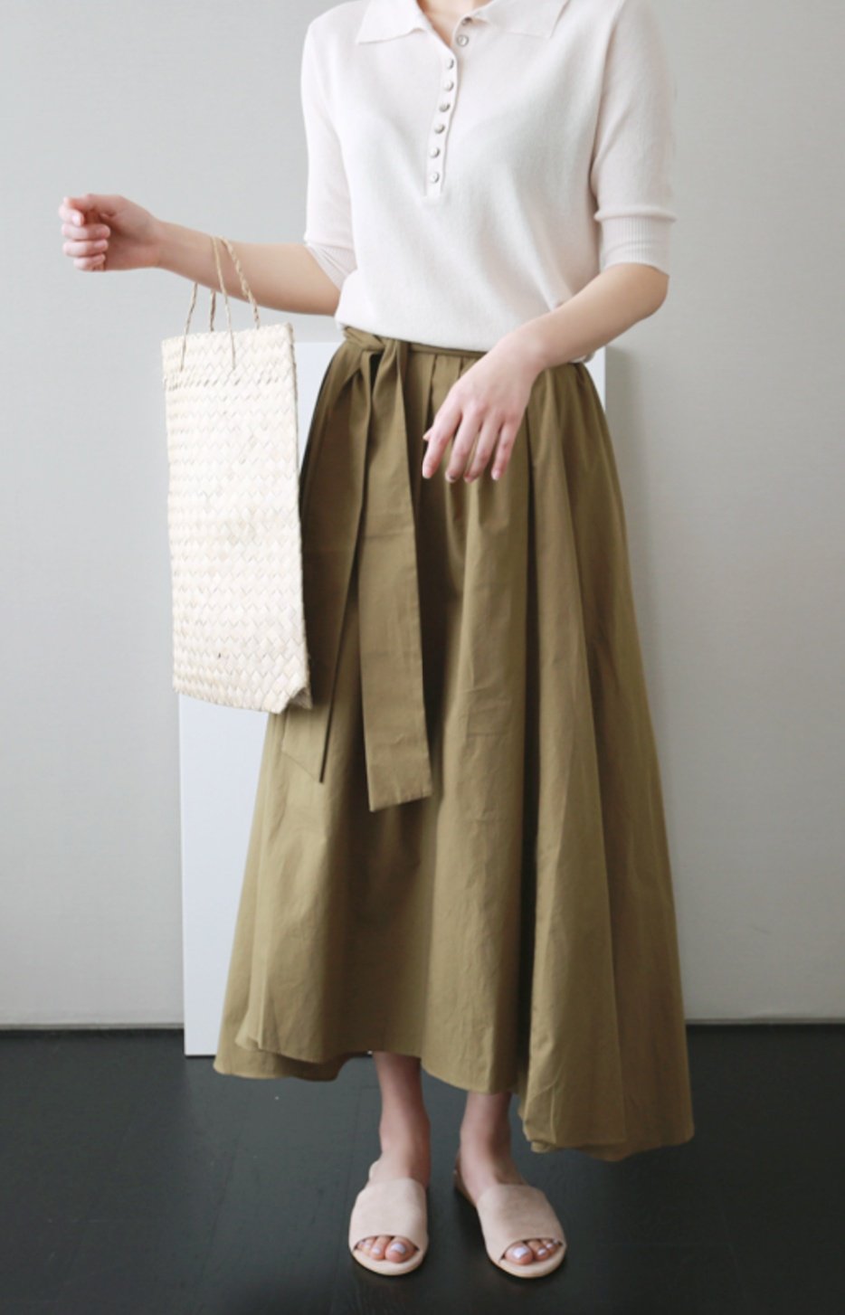 Cotton maxi clearance skirt pleated