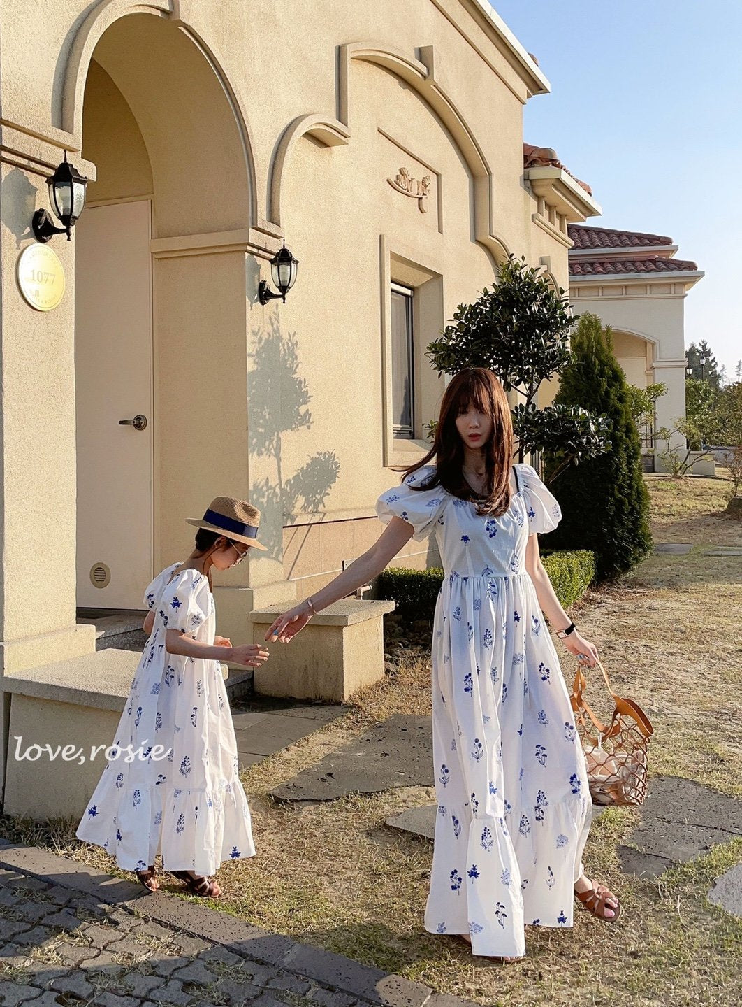 Embroidered Plants Cotton Maxi Dress - Kids