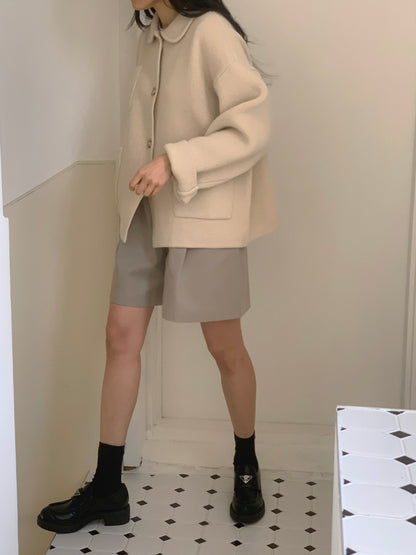 Round Collar Knit Coat