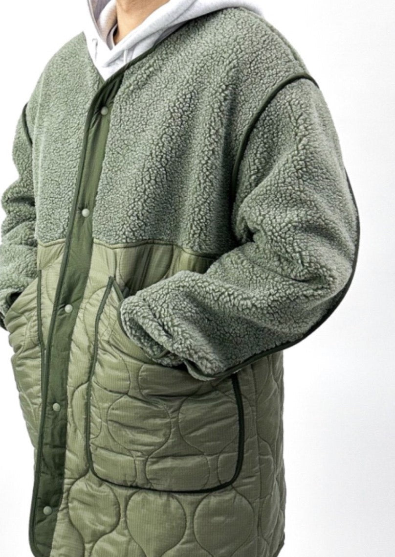 Fleece Blocked Quilted Jacket -Mens