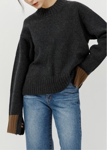 Colorblocked Cuff Wool Jumper