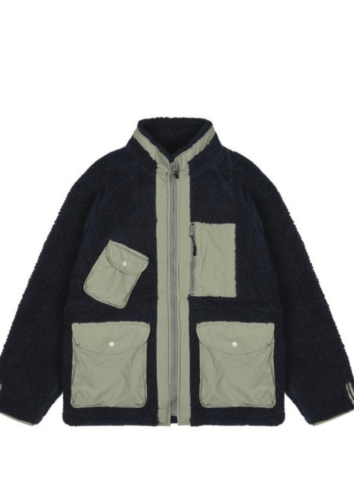 Nylon Patched Fleece Zip Up jacket - Mens