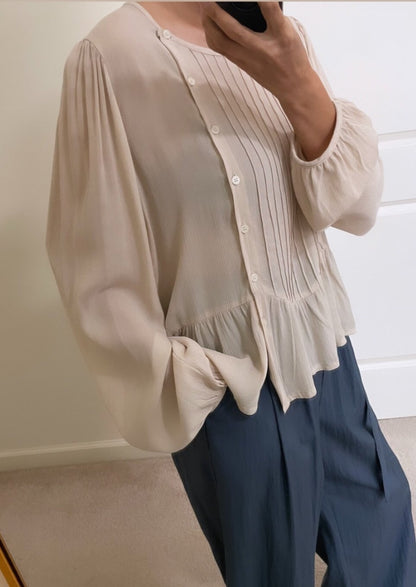 Kloe Crinkle Blouse - 1 cream left