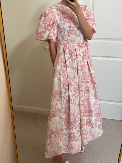 Linen Toile De Jouy Dress