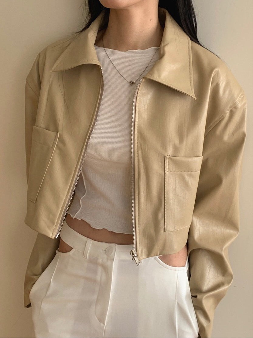 Vegan Leather Crop Jacket