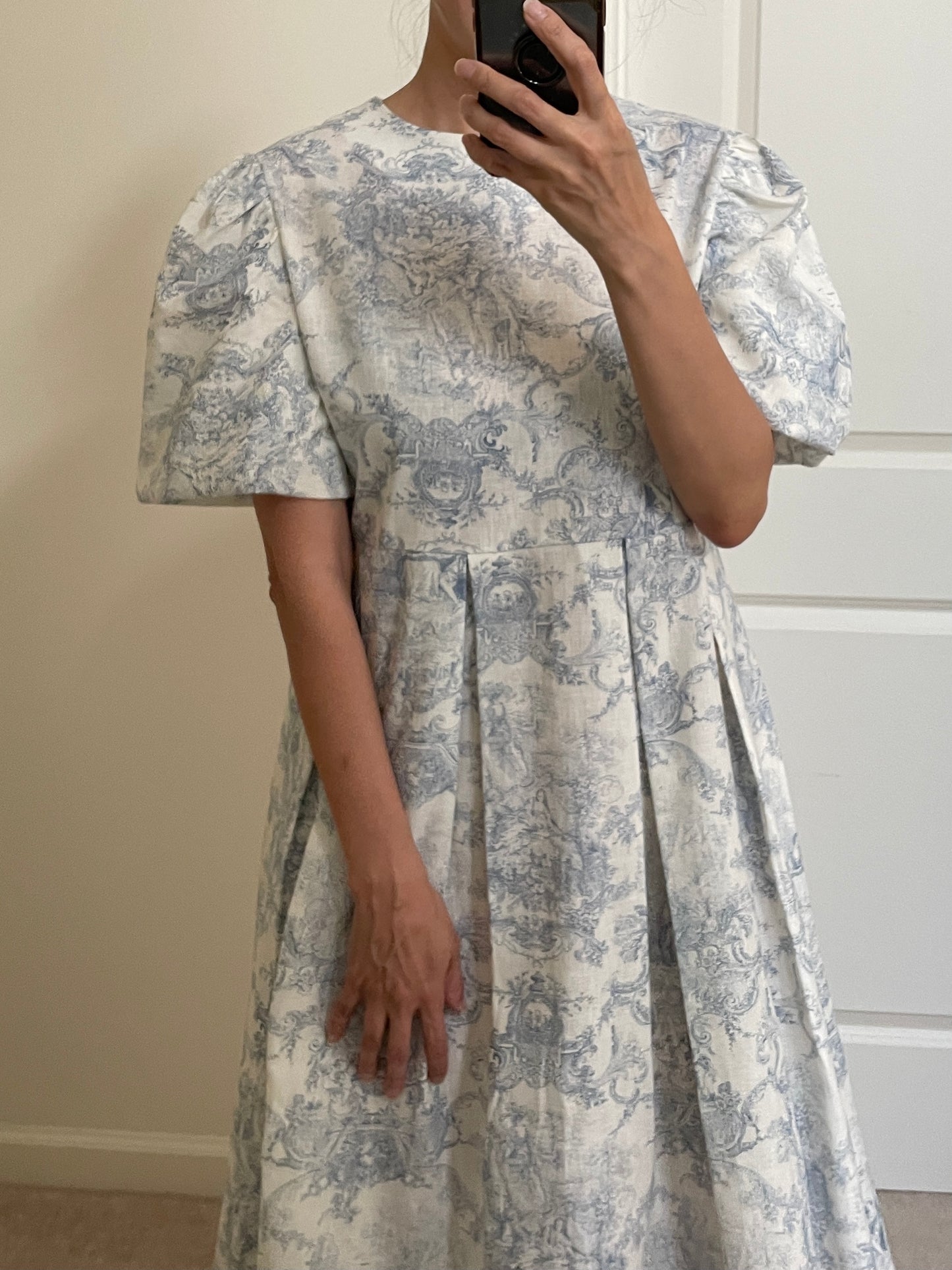 Linen Toile De Jouy Dress