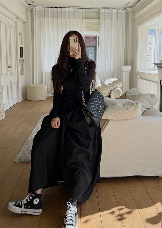 Turtleneck Combo Maxi Dress