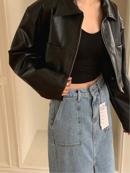 Vegan Leather Crop Jacket