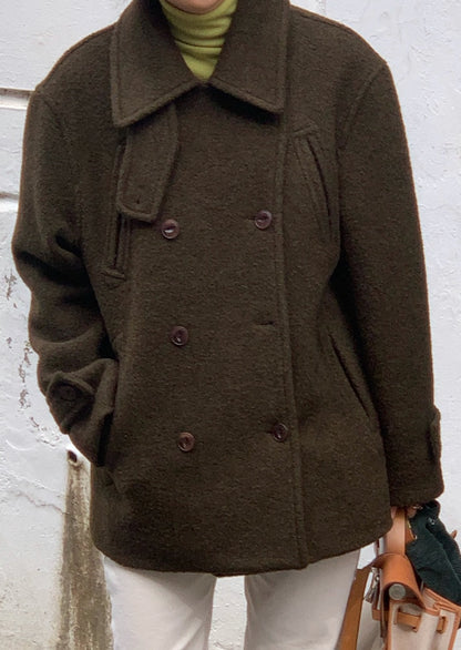 <Abi + Ari Black Label> Boiled Wool Peacoat - Last 1 in Dk Olive left!