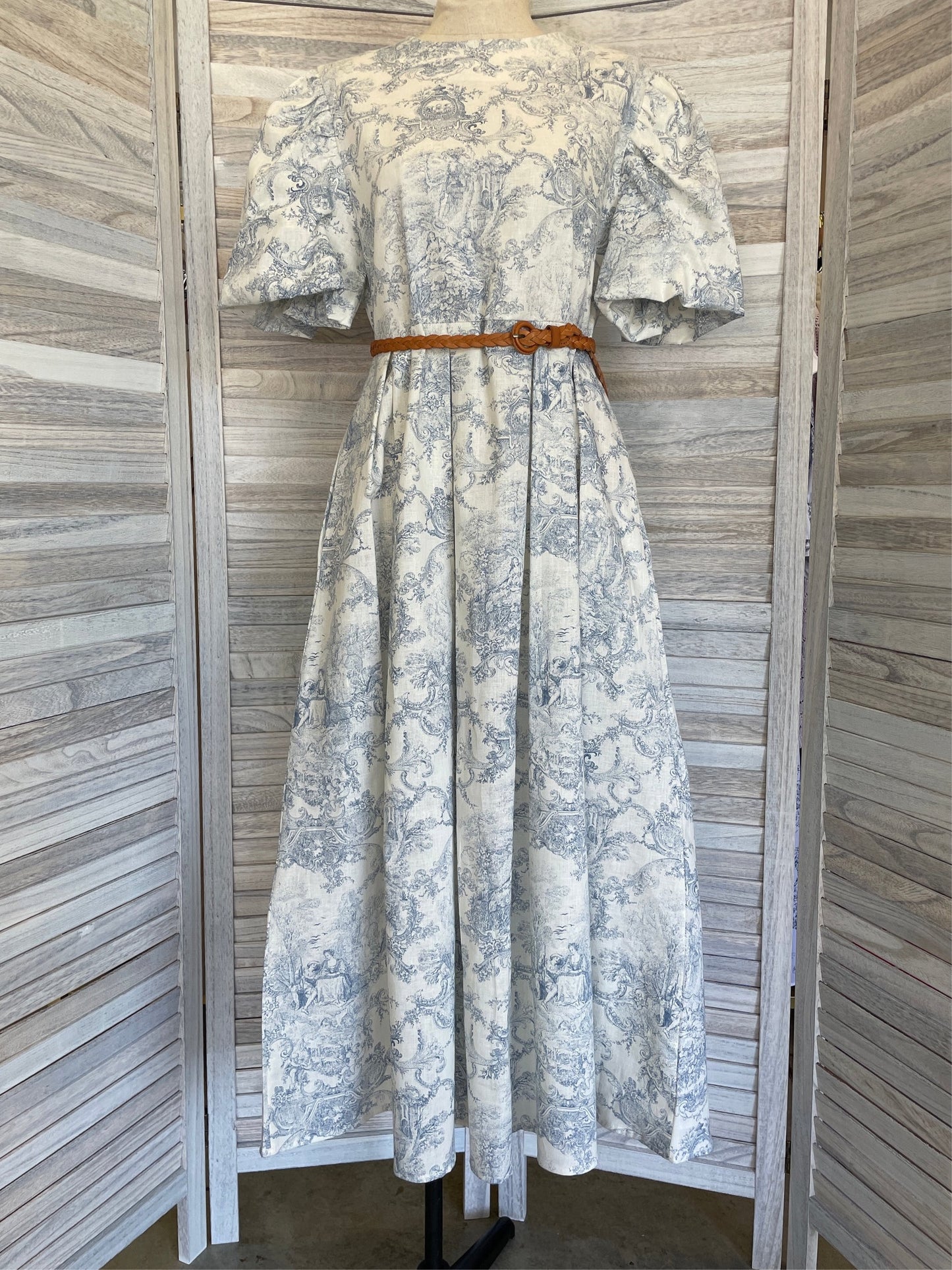 Linen Toile De Jouy Dress