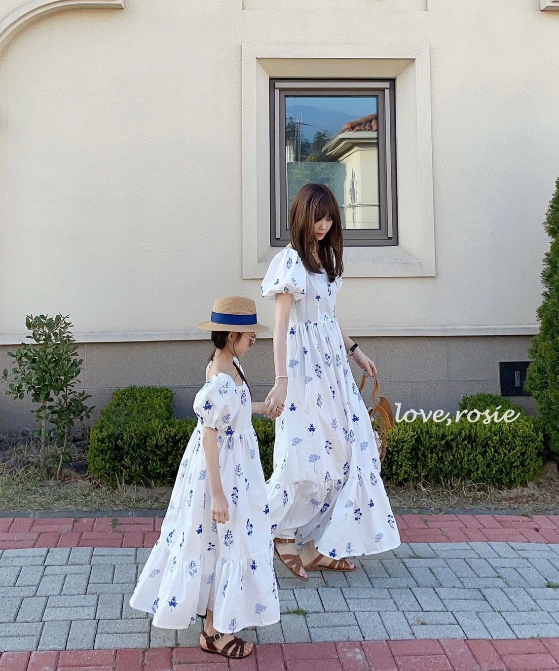 Embroidered Plants Cotton Maxi Dress - Kids