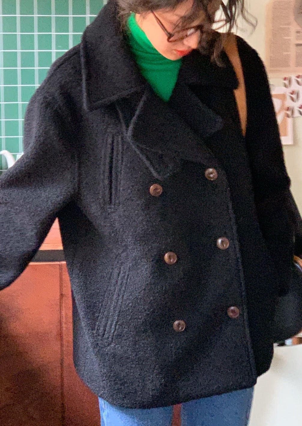 <Abi + Ari Black Label> Boiled Wool Peacoat - Last 1 in Dk Olive left!