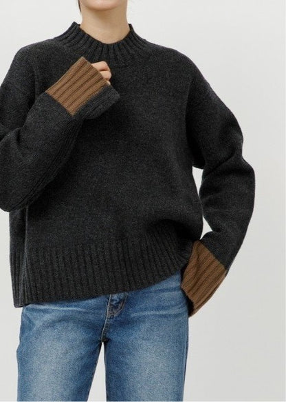 Colorblocked Cuff Wool Jumper